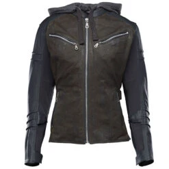 Speed And Strength Street Savvy Women's Leather/Textile Jacket - Olive/Black -Cycling Apparel Store 880695StrtSavyJktOliveFront 75691.1532455833