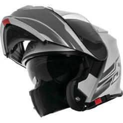 Speed And Strength SS4100 SS Logo Modular Helmet - Satin Silver -Cycling Apparel Store 884858SS4100LogoWhtFlipUp 37326.1560966393