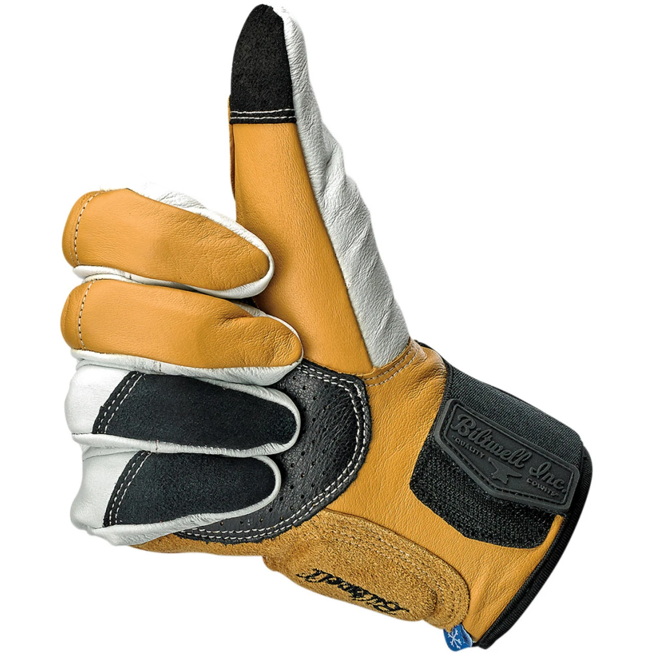Biltwell Belden Leather Gloves - Cement/Yellow 8 Biltwell Belden Leather Gloves - Cement/Yellow - Image 6