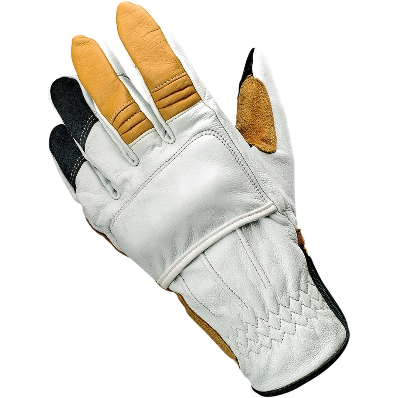 Biltwell Belden Leather Gloves - Cement/Yellow 3 Biltwell Belden Leather Gloves - Cement/Yellow