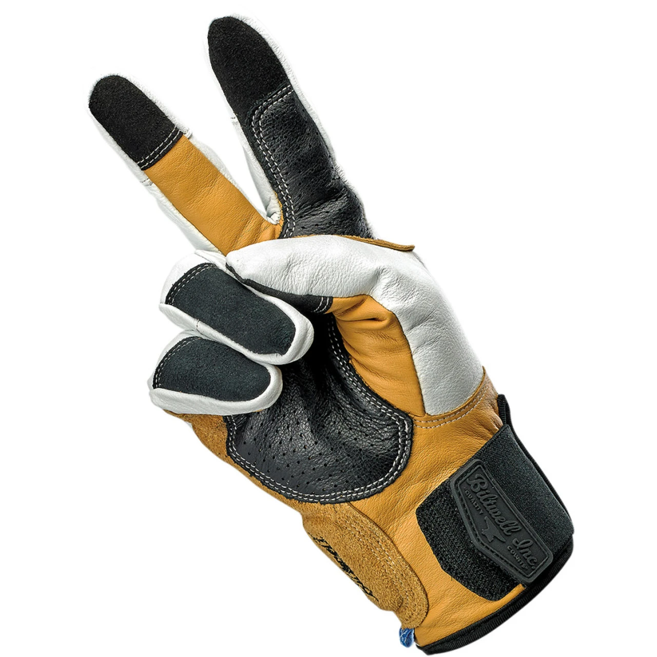 Biltwell Belden Leather Gloves - Cement/Yellow 6 Biltwell Belden Leather Gloves - Cement/Yellow - Image 4