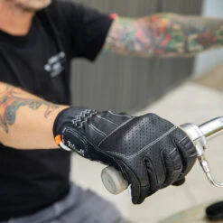 Biltwell Borrego CE Leather Gloves - Black/Cement -Cycling Apparel Store Biltwell Borrego Gloves Black Cement 7 07763.1567006972
