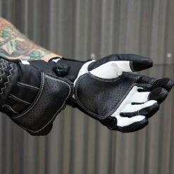 Biltwell Borrego CE Leather Gloves - Black/Cement -Cycling Apparel Store Biltwell Borrego Gloves Black Cement 9 13029.1567007006