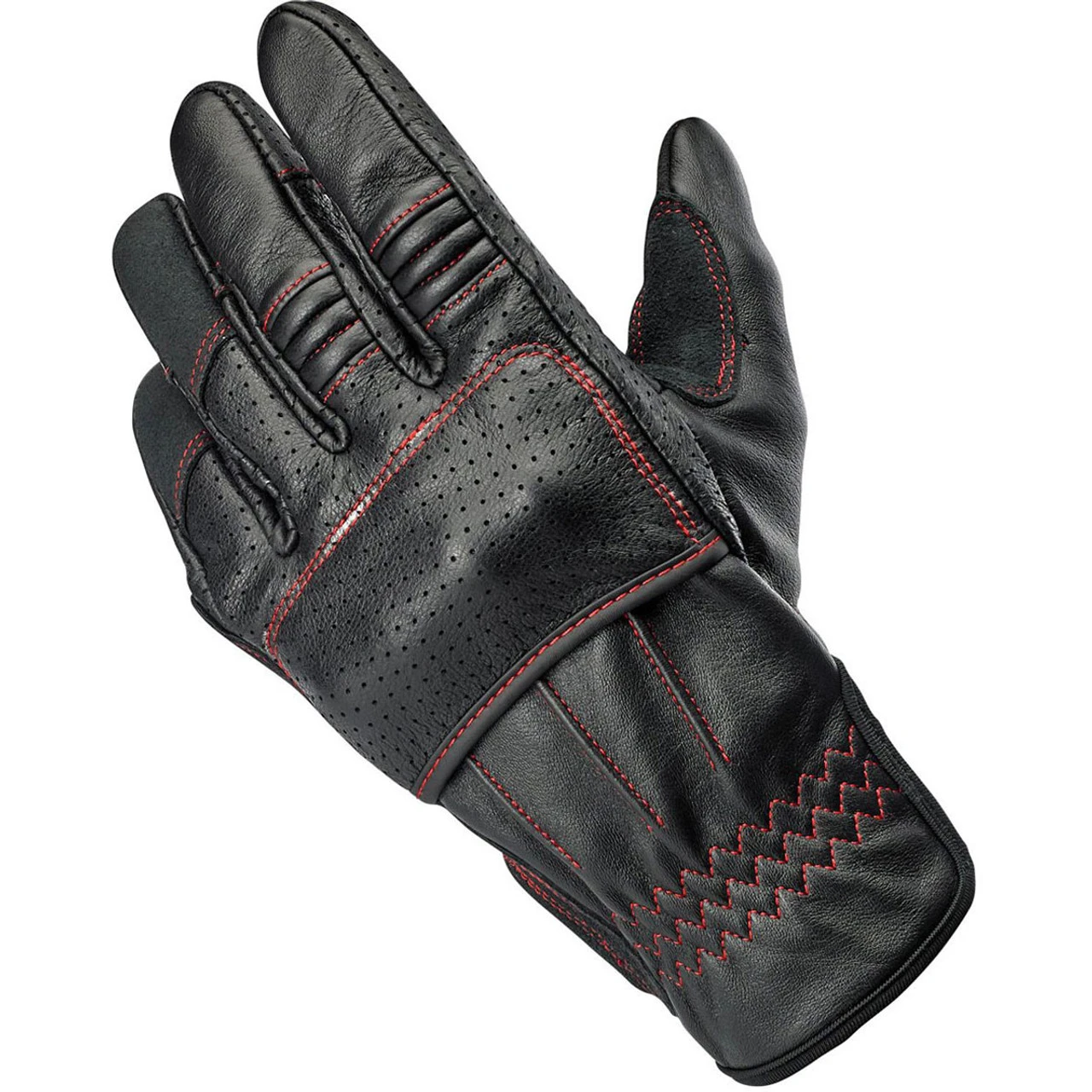 Biltwell Borrego CE Leather Gloves - Black/Red 3 Biltwell Borrego CE Leather Gloves - Black/Red
