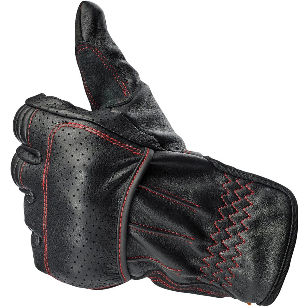 Biltwell Borrego CE Leather Gloves - Black/Red 5 Biltwell Borrego CE Leather Gloves - Black/Red - Image 3