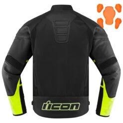Icon Men's Contra 2 Leather Jacket - Hi-Viz -Cycling Apparel Store Contra2LeatherJacketHi VisYellowBack 14209.1579551779