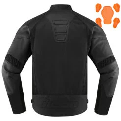 Icon Men's Contra 2 Leather Jacket - Stealth Black -Cycling Apparel Store Contra2LeatherJacketStealthBack 11359.1579551340