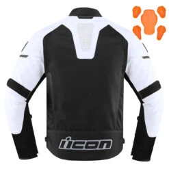 Icon Men's Contra 2 Perforated Leather Jacket - White -Cycling Apparel Store Contra2LeatherPerfJacketWhiteBack 87332.1579553658