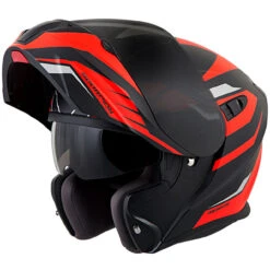 Scorpion EXO-GT920 Shuttle Modular Helmet - Black/Red -Cycling Apparel Store EXO GT920 Shuttle Black Red front ang open 11598.1509990970