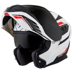 Scorpion EXO-GT920 Shuttle Modular Helmet - White/Black -Cycling Apparel Store EXO GT920 Shuttle White Red front angle open 99312.1509995166