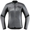 Icon Overlord Women's Leather Jacket - Charcoal -Cycling Apparel Store Icon WmnsOverlordLeatherCEJktCharcoalFront 17822.1550243778