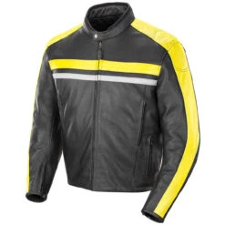 Joe Rocket Old School 2.0 Leather Jacket - Black/Yellow