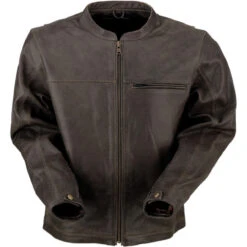 Z1R Munition Perforated Brown Leather Jacket