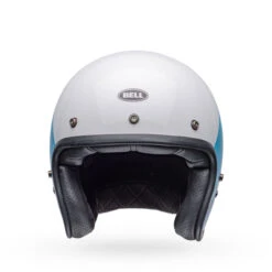 Bell Custom 500 Helmet - Riff Gloss White/Blue -Cycling Apparel Store bell custom 500 culture classic open face motorcycle helmet riff gloss white blue 4 84590.1633100754