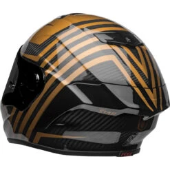 Bell Race Star Flex DLX Helmet - Gloss Black/Gold -Cycling Apparel Store bell race star flex dlx street helmet matte gloss black gold back left 46903.1609350976