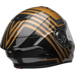 Bell Race Star Flex DLX Helmet - Gloss Black/Gold -Cycling Apparel Store bell race star flex dlx street helmet matte gloss black gold back right clear shield 85580.1609350970